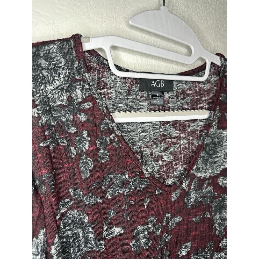 AGB Women’s Purple Floral Long Sleeve Blouse Shirt Size XL